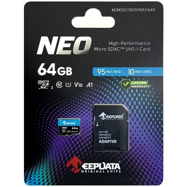 Keepdata Cartão de Memória Micro SD de 64GB Keepdata Neo KDMSDC10U1V10A1 64G - Azul Preto