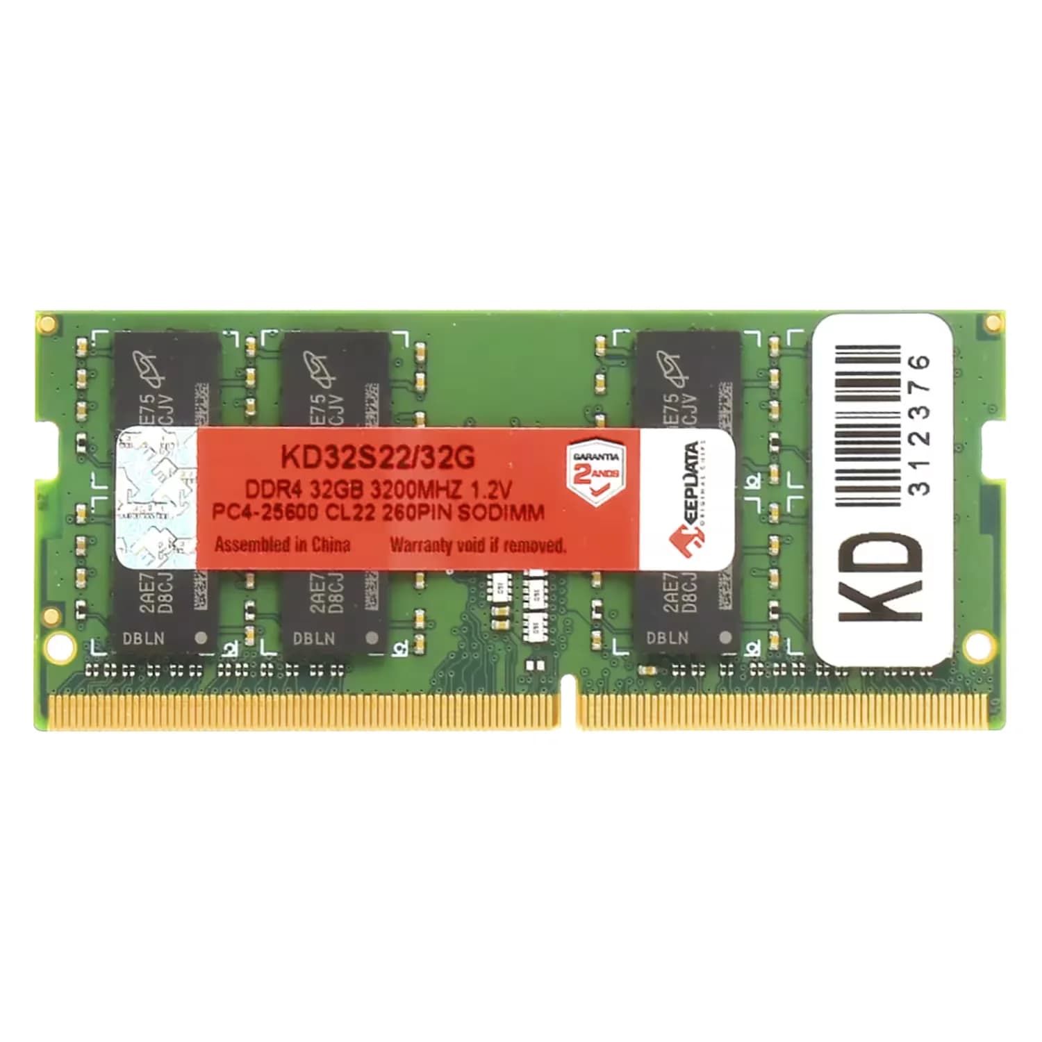 Acessório · Keepdata Memória Keepdata 32GB DDR4 3200MT/s para Notebook - KD32S22/32G