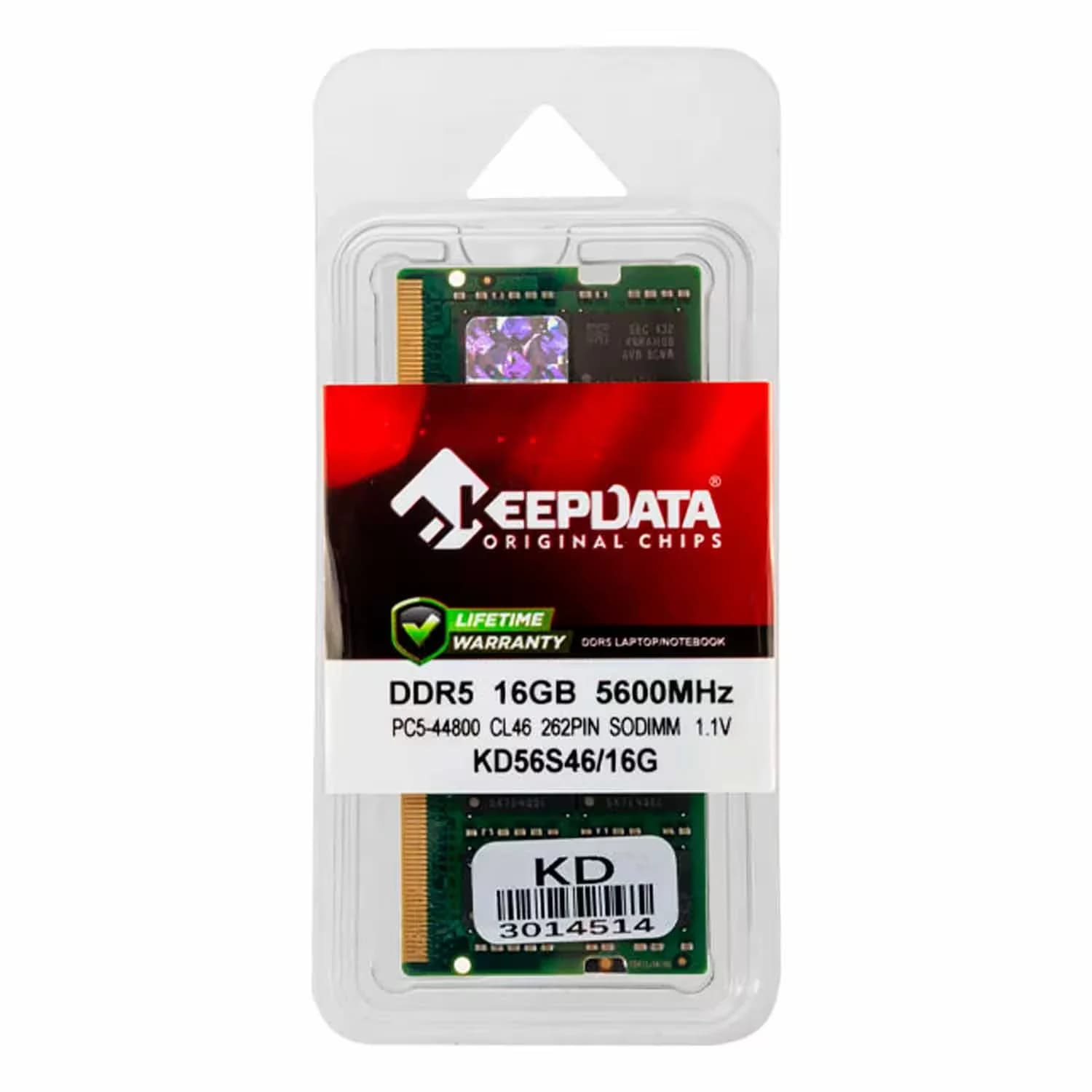 Acessório · Keepdata Memória RAM Keepdata 16GB DDR5 5600MT/s para Notebook - KD56S46/16G