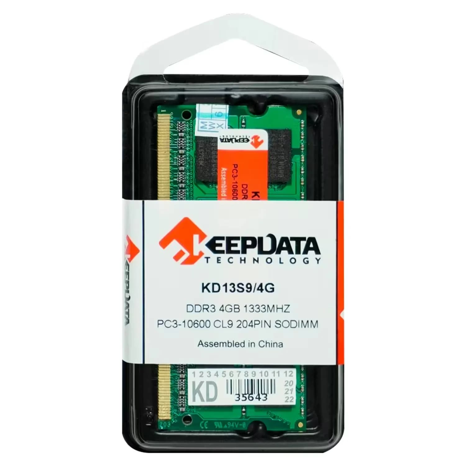 Acessório · Keepdata Memória RAM Keepdata 4GB DDR3 1333MHz para Notebook - KD13S9/4G