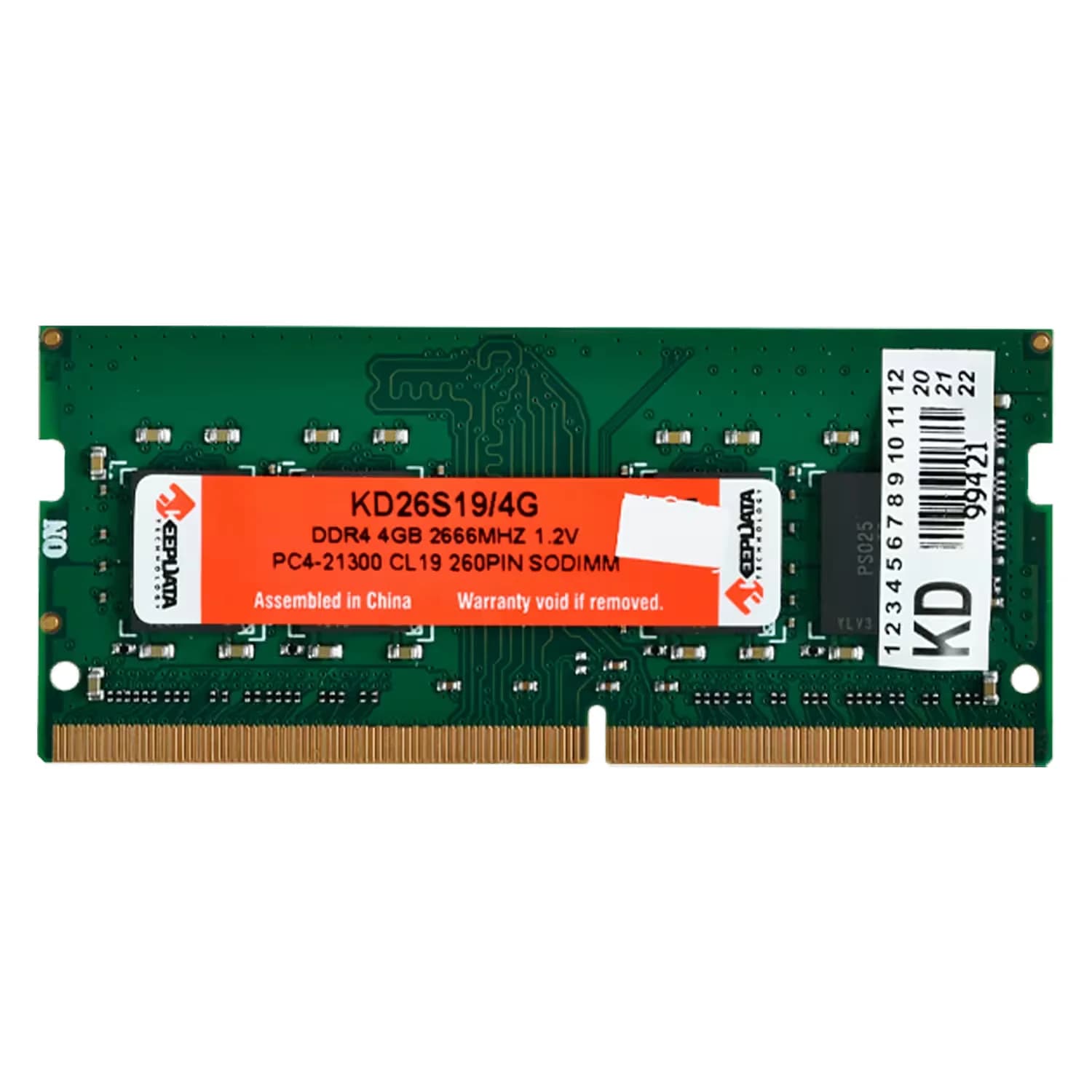 Acessório · Keepdata Memória RAM Keepdata 4GB DDR4 2666MHz para notebook - KD26S19/4G