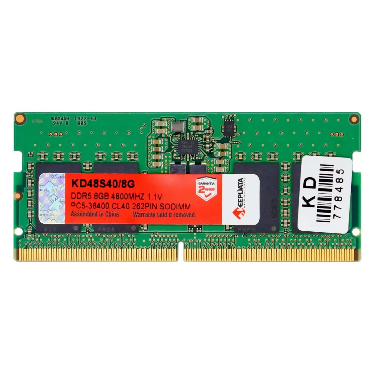 Acessório · Keepdata Memória RAM Keepdata 8GB DDR5 4800MT/s para Notebook - KD48S40/8G