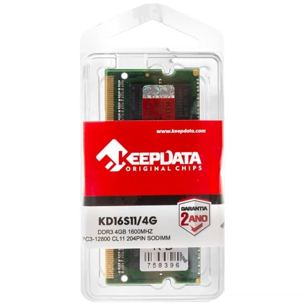 Keepdata Memória RAM para Notebook 4GB Keepdata KD16S11 4G DDR3 de 1600MHz