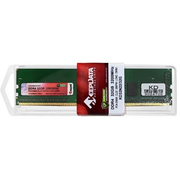 Acessório · Keepdata Memória RAM para PC 32GB Keepdata KD32N22 32G DDR4 de 3200MHz - Verde