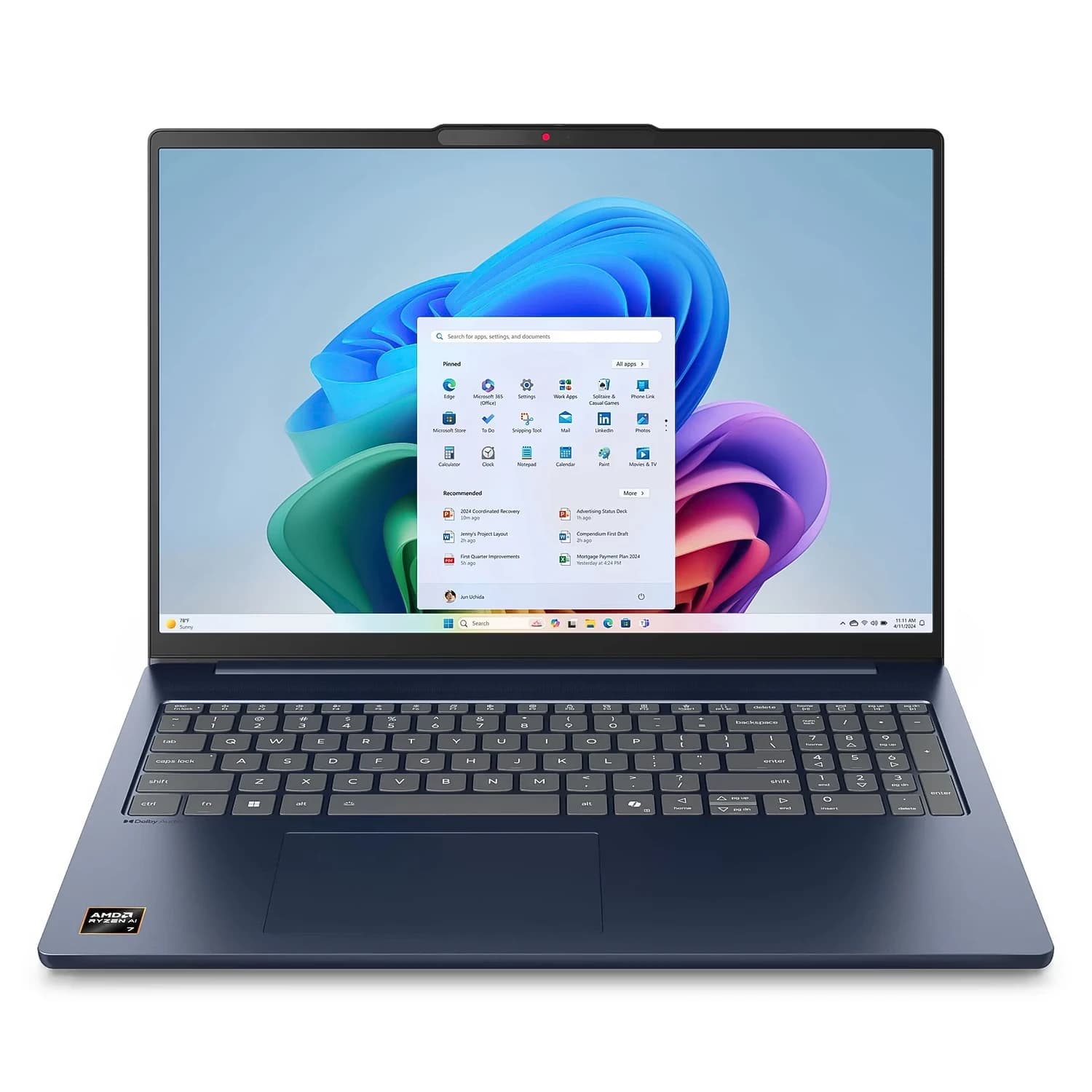 Lenovo Notebook Lenovo Lenovo IdeaPad Slim 5 AMD Ryzen AI 7-350 16GB RAM 1TB SSD Tela 16" WUXGA Touch Windows 11 Inglês Azul - 83HY001KUS
