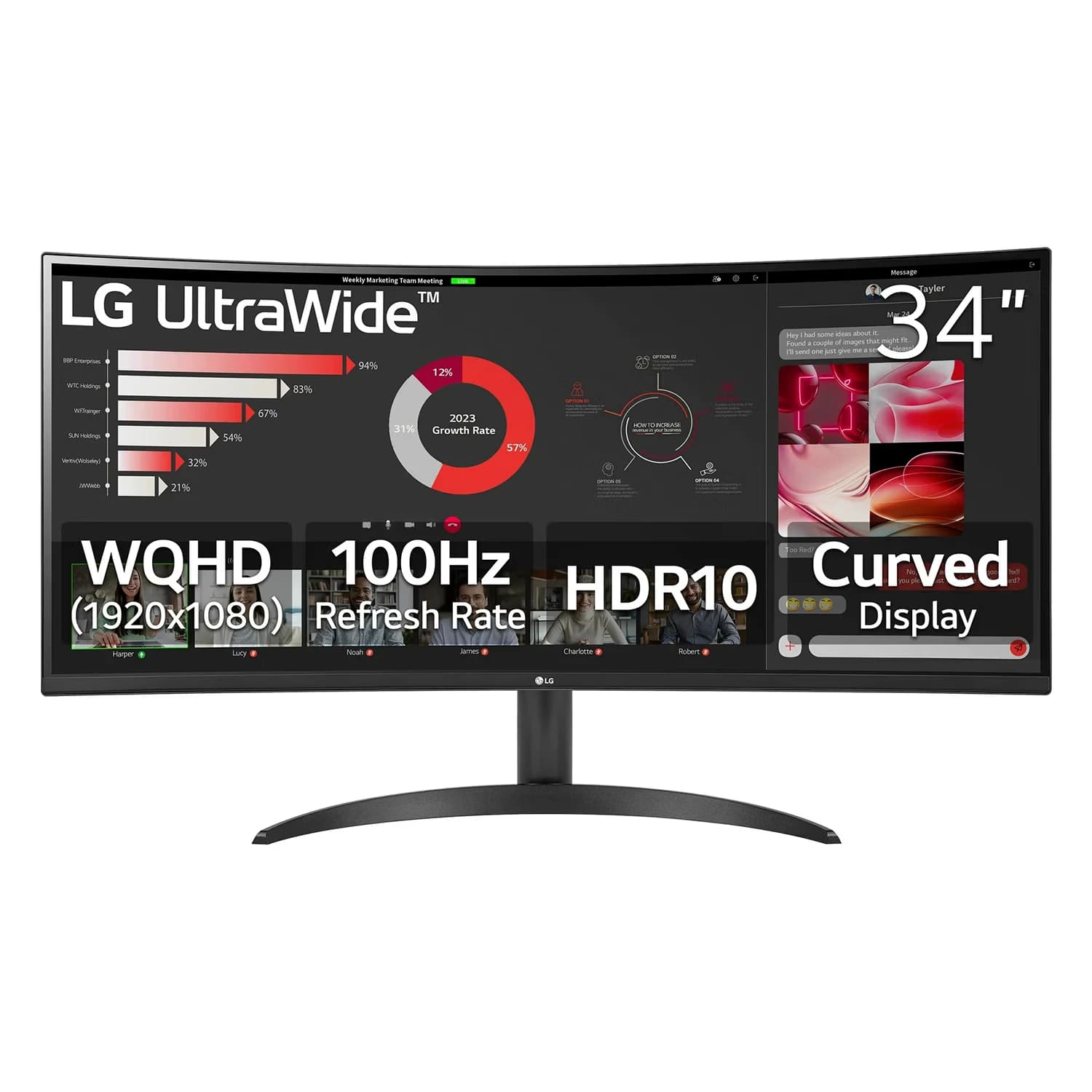 Acessório · Lg Monitor LG 34WR50QK-B 34" WQHD Curvo UltraWide 100Hz HDMI DP - Preto