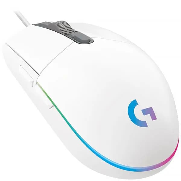 Logitech Mouse Gaming Logitech G203 USB até 8.000 DPI com Backlight RGB - Branco