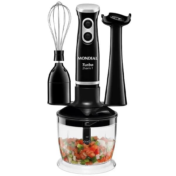 Acessório · Mondial Mixer Mondial Turbo M-14 400 watts + Batedor Fuê + Processador de Alimentos 220V ~ 50 60 Hz - Preto