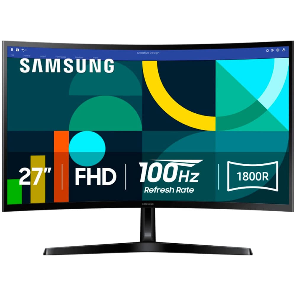 Acessório · Monitor Curvo Samsung Essential S3 S36GD 27'' FHD 100hz 1800R LS27D366GANXZA D-SUB HD - Roma Shopping - Seu Destino para Compras no Paraguai