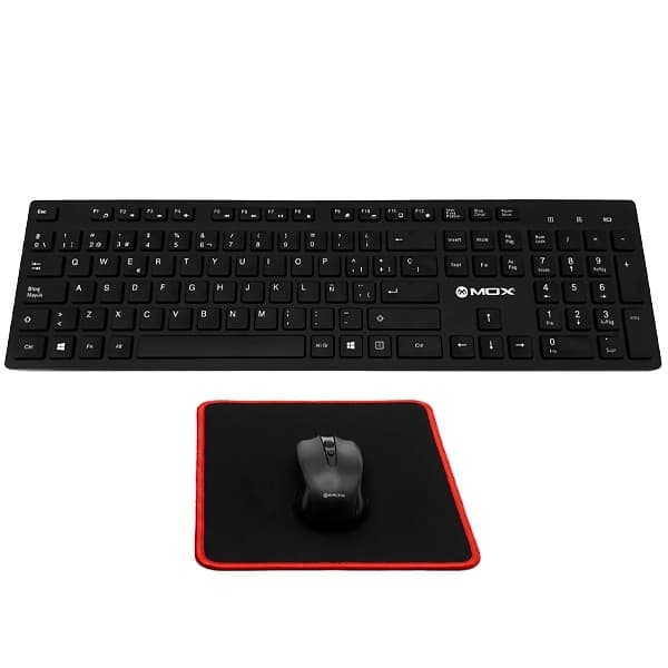 Mox Kit Teclado Sem Fio MOX MO-K351 Espanhol + Mouse + Mousepad - Preto