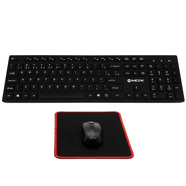 Mox Kit Teclado Sem Fio MOX MO-K351 Português + Mouse + Mousepad - Preto