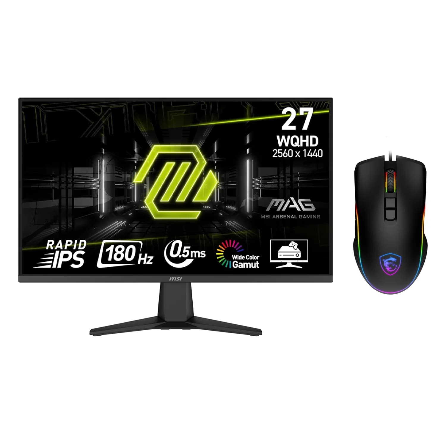 MSI Monitor Gamer MSI MAG 275QF 27" Quad HD 180Hz IPS + Mouse - Preto