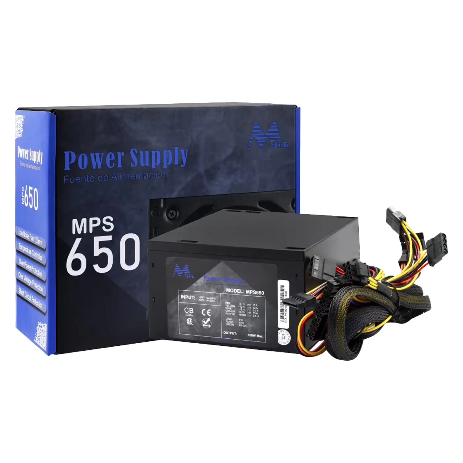 Mtek Fonte Mtek MPS650 ATX 650W Não Modular - Preto