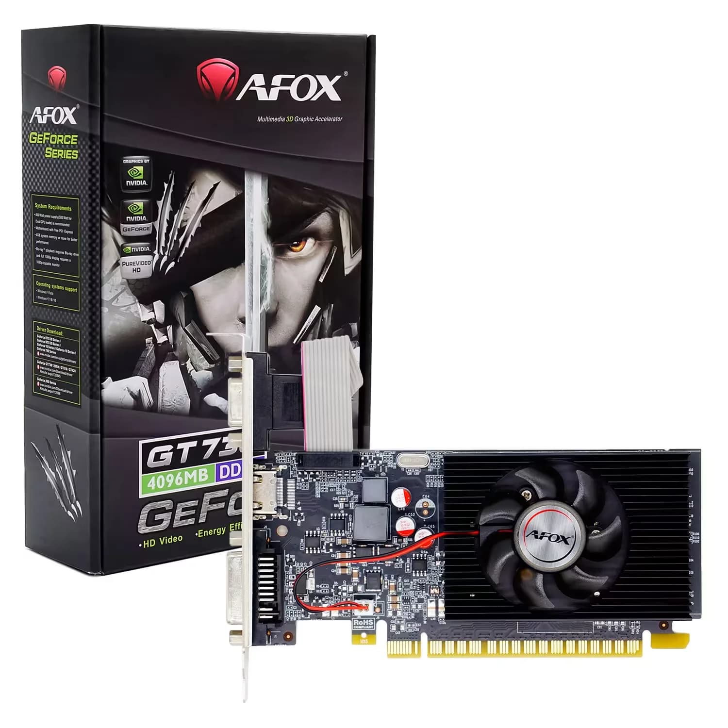 NVIDIA Placa de Vídeo Afox NVIDIA GeForce GT 730 4GB DDR3 - AF730-4096D3L5