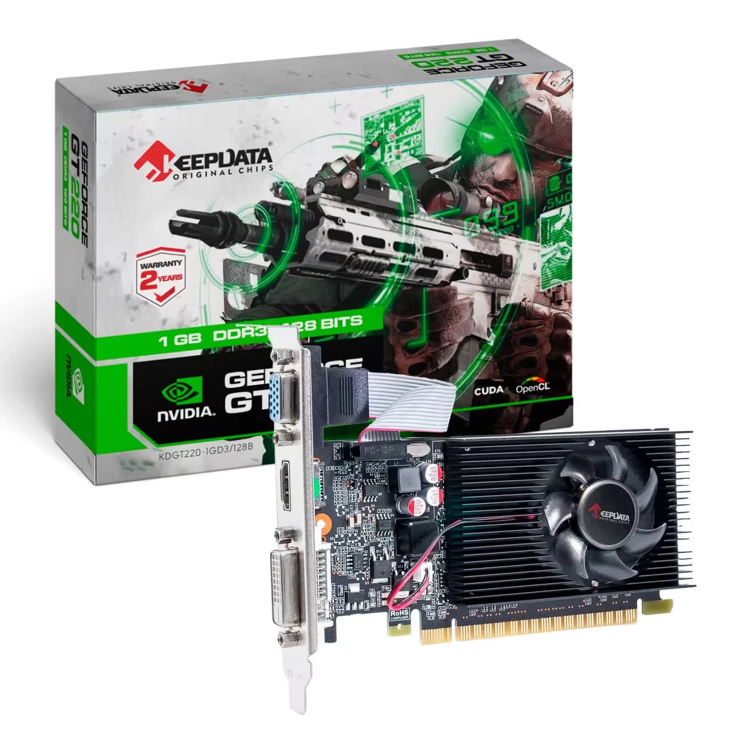 NVIDIA Placa de Vídeo Keepdata GEF GT220 NVIDIA GeForce GT220 1GB DDR3