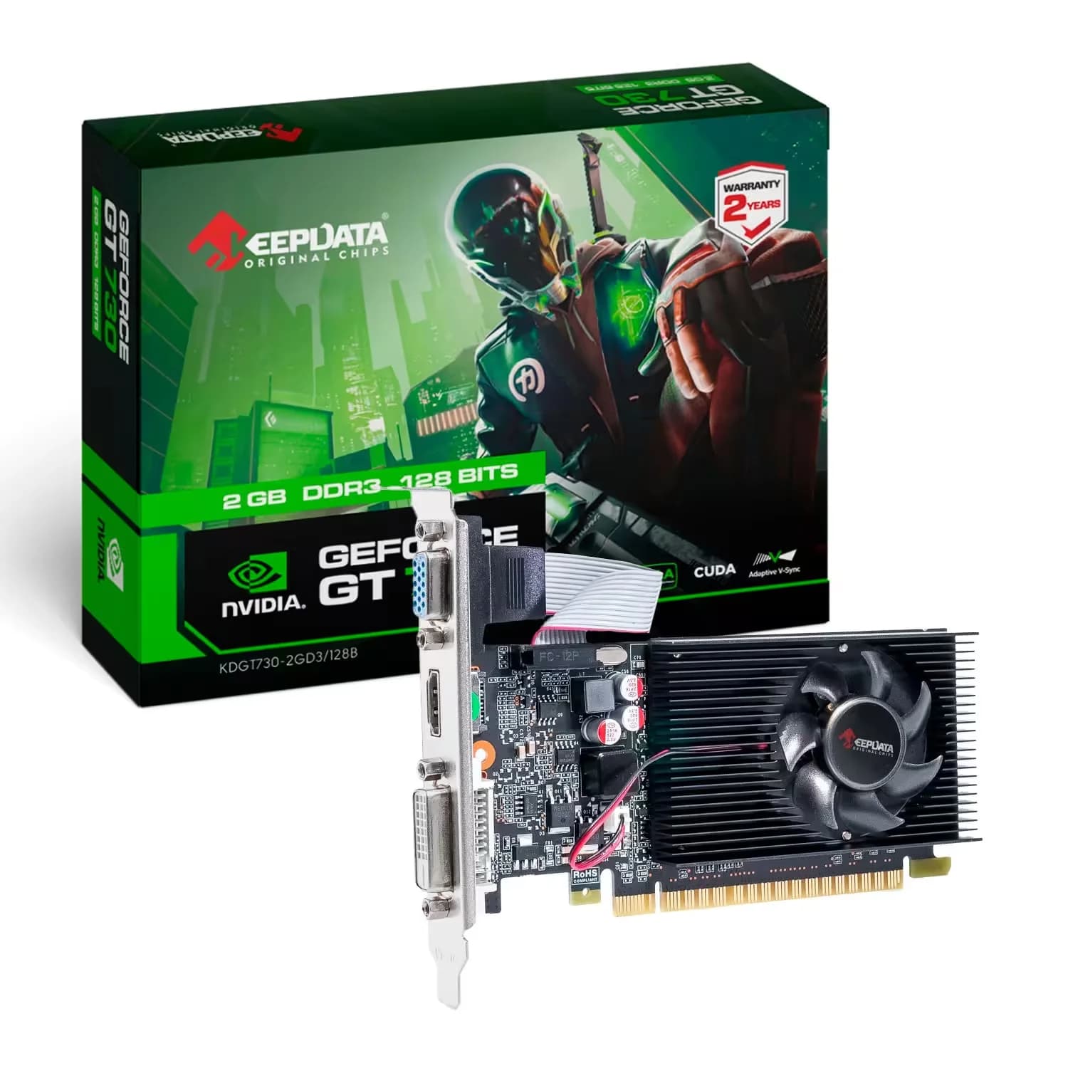 NVIDIA Placa de Vídeo Keepdata NVIDIA GeForce GT-730 2GB DDR3