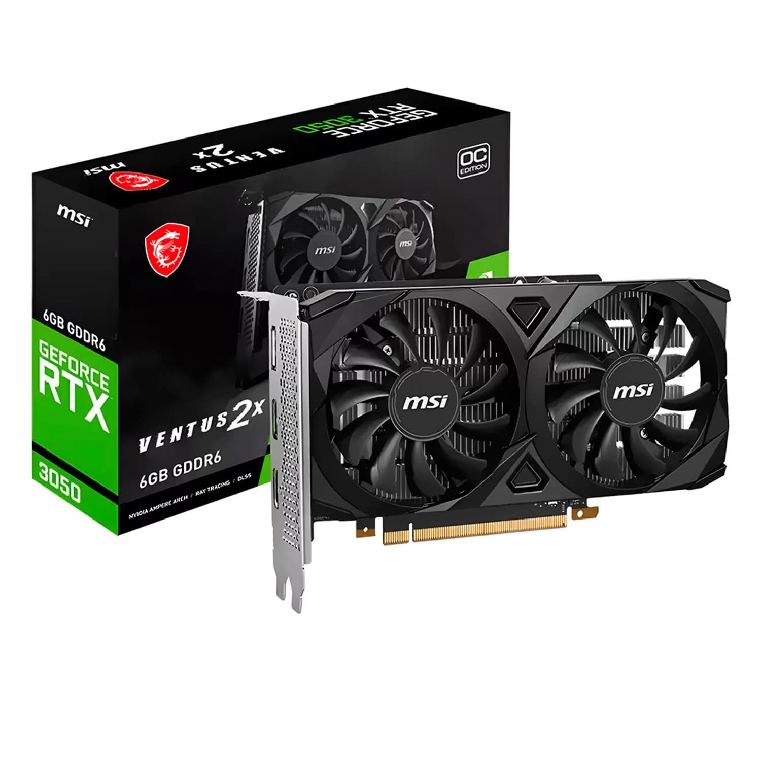 NVIDIA Placa de Vídeo MSI Ventus 2X OC NVIDIA GeForce RTX 3050 6GB GDDR6 - 912-V812-016