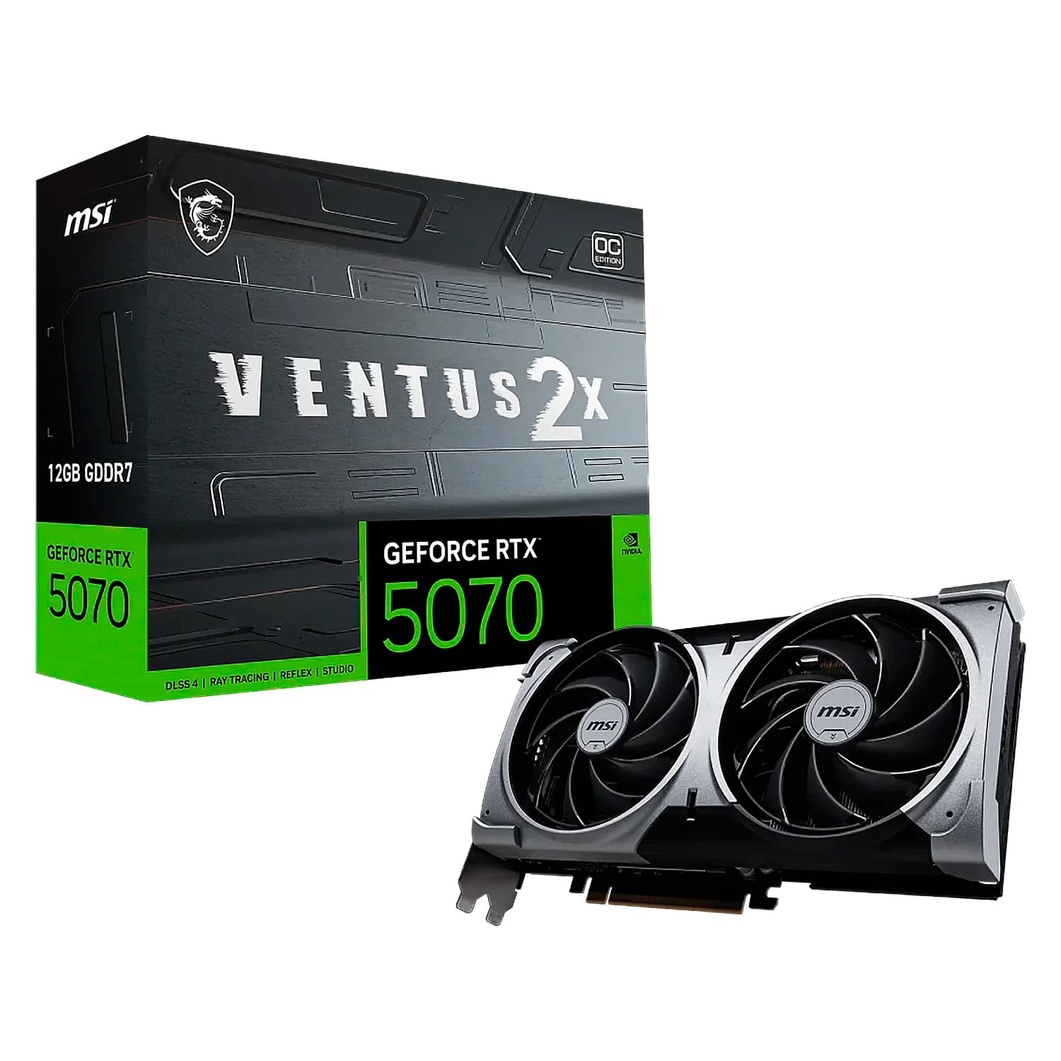 NVIDIA Placa de Vídeo MSI Ventus 2X OC NVIDIA GeForce RTX 5070 12GB GDDR7 - 912-V532