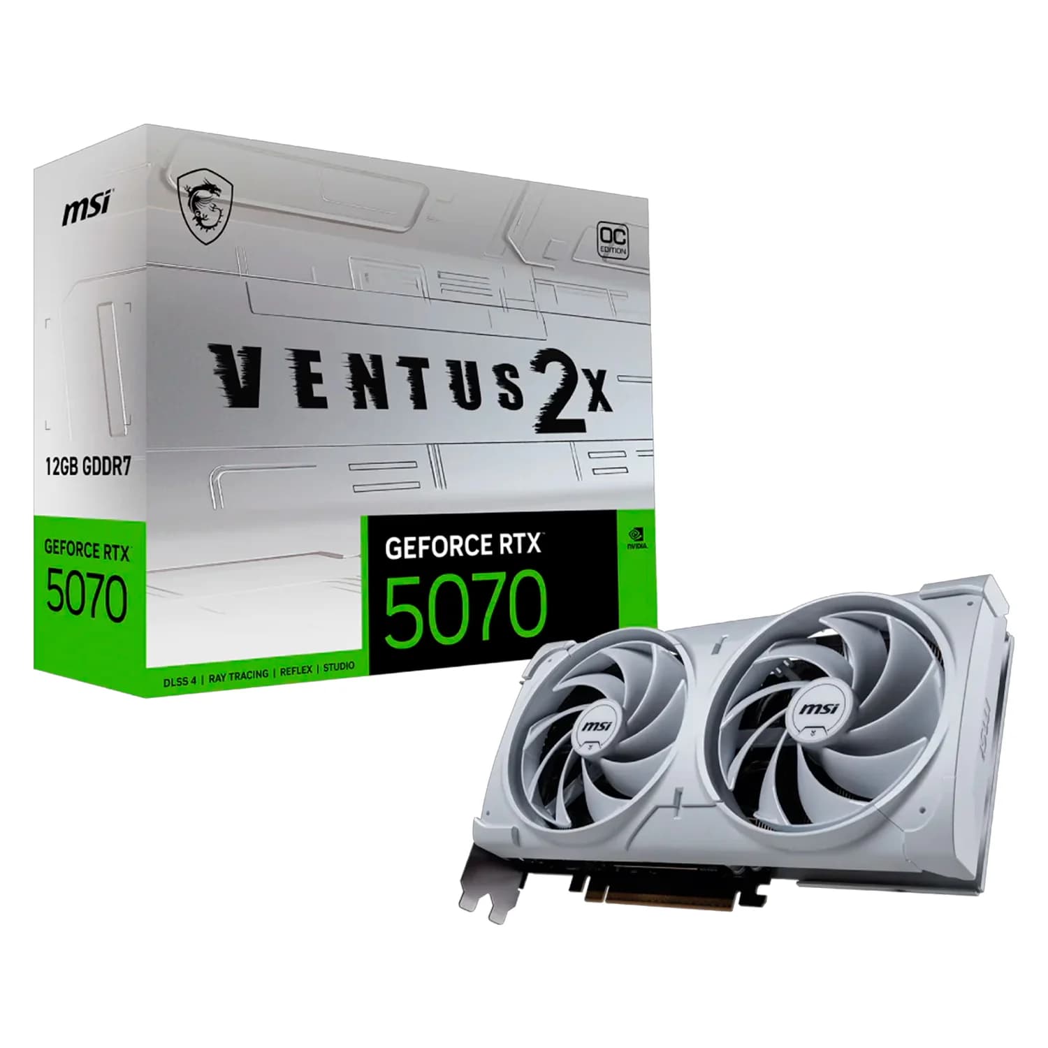 NVIDIA Placa de Vídeo MSI Ventus 2X OC White NVIDIA GeForce RTX 5070 12GB GDDR7 - 912-V532-010
