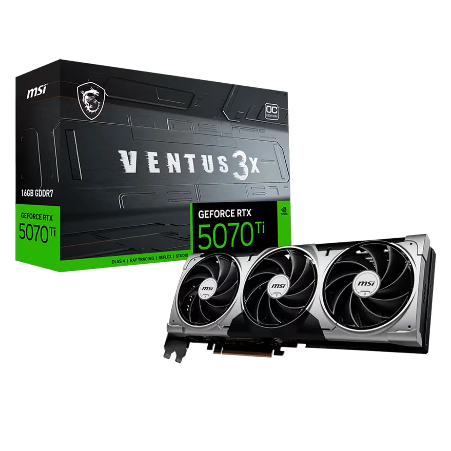NVIDIA Placa de Vídeo MSI Ventus 3X OC NVIDIA GeForce RTX 5070Ti 16GB GDDR7 - 912-V531