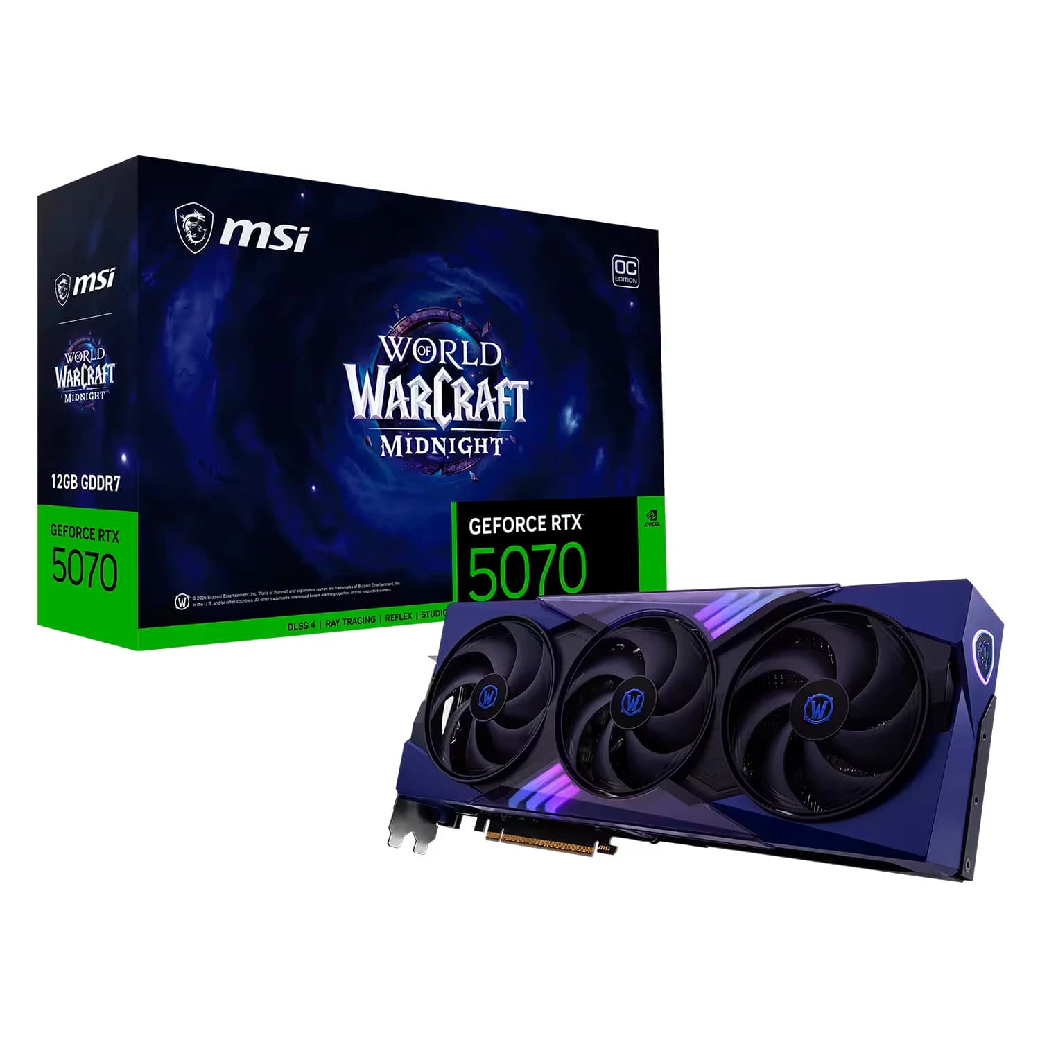 NVIDIA Placa de Vídeo MSI World of Warcraft Midnight Void Edition OC NVIDIA GeForce RTX-5070 12GB GDDR7 - 507012WMVEC