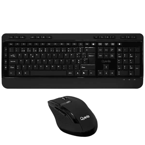 Quanta Kit Teclado Sem Fio Quanta QTKTM1600 Português + Mouse 1.600 DPI - Preto