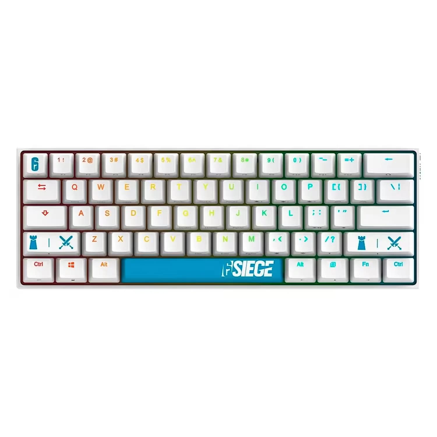 Rainbow-6-Siege Teclado Gamer Checkpoint KX-400 R6-KB-1001 RGB Switch Red Layout 60% - Branco