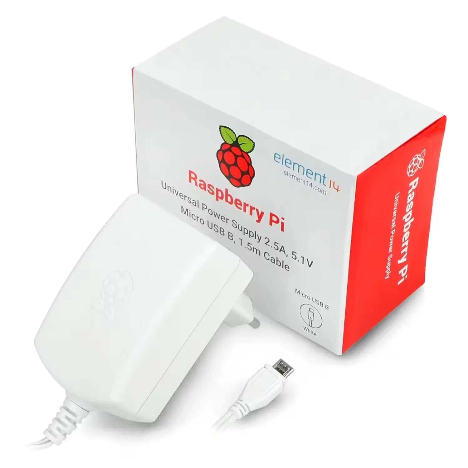 Raspberry Fonte para Raspberry Pi - Branco (Sem Caixa)