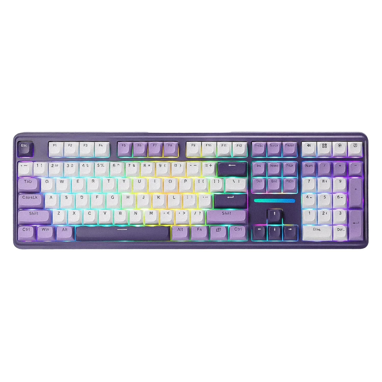 Redragon Teclado Gamer Redragon Antonium Pro K745WP RGB Sem Fio - Branco e Roxo