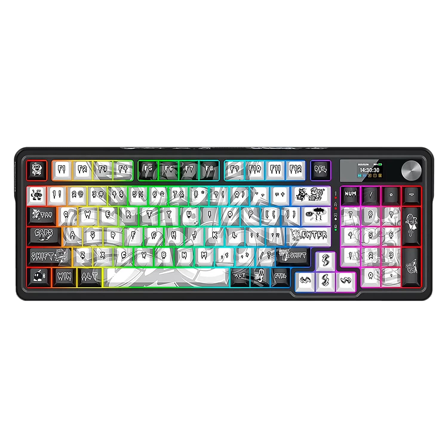 Redragon Teclado Gamer Redragon Artemis K719GF Pro RGB Sem Fio - Preto e Branco