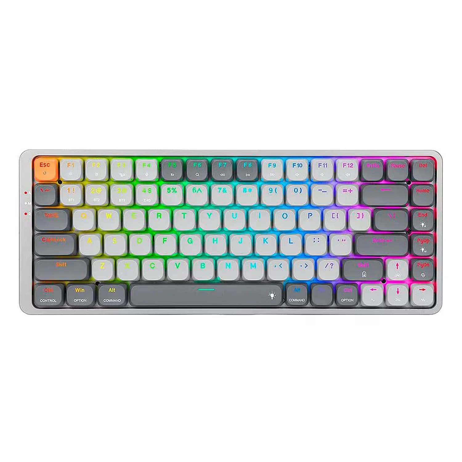 Redragon Teclado Gamer Redragon Azure Pro K652GG RGB Switch Low Profile Layout 75% Sem Fio - Branco Cinza Laranja
