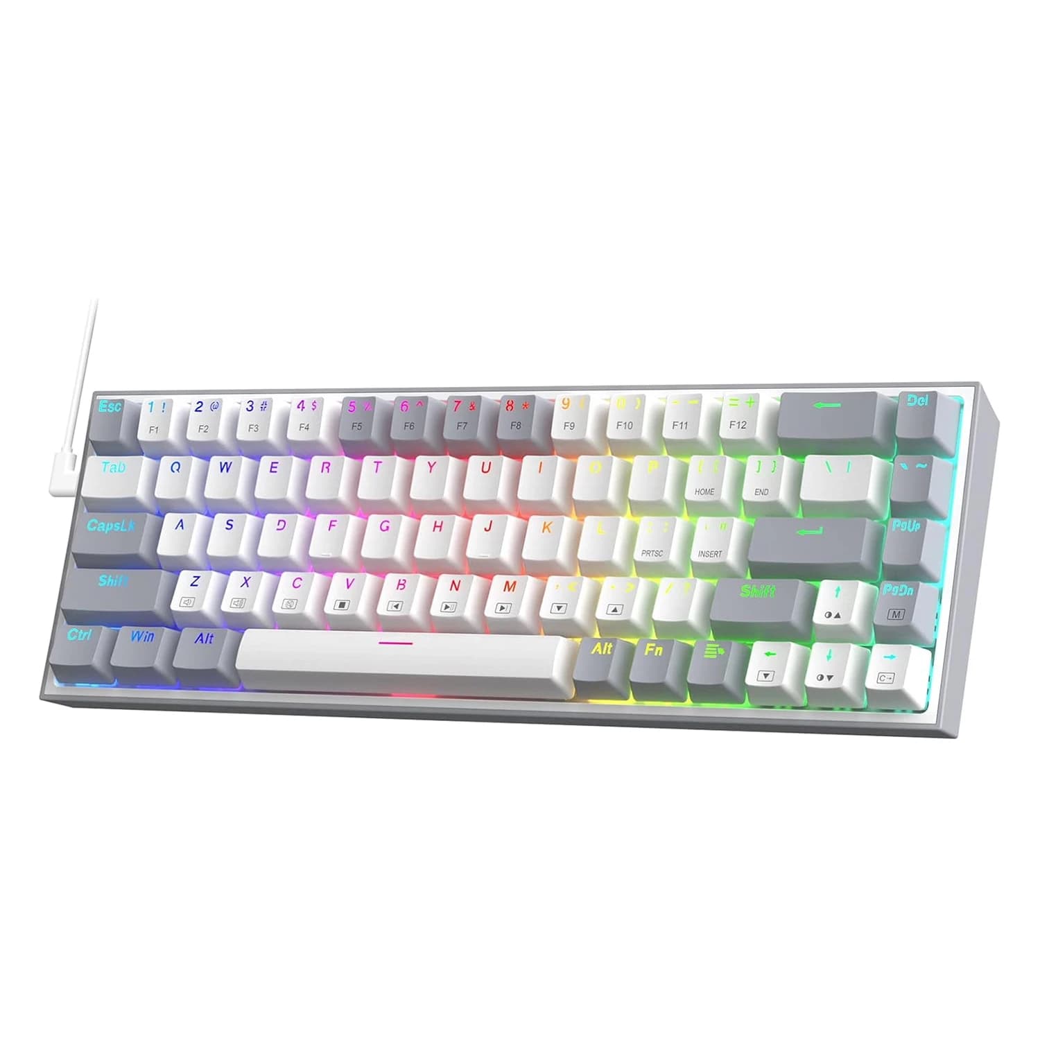 Redragon Teclado Gamer Redragon Castor K631-RGB Switch Vermelho Layout 65% - Branco