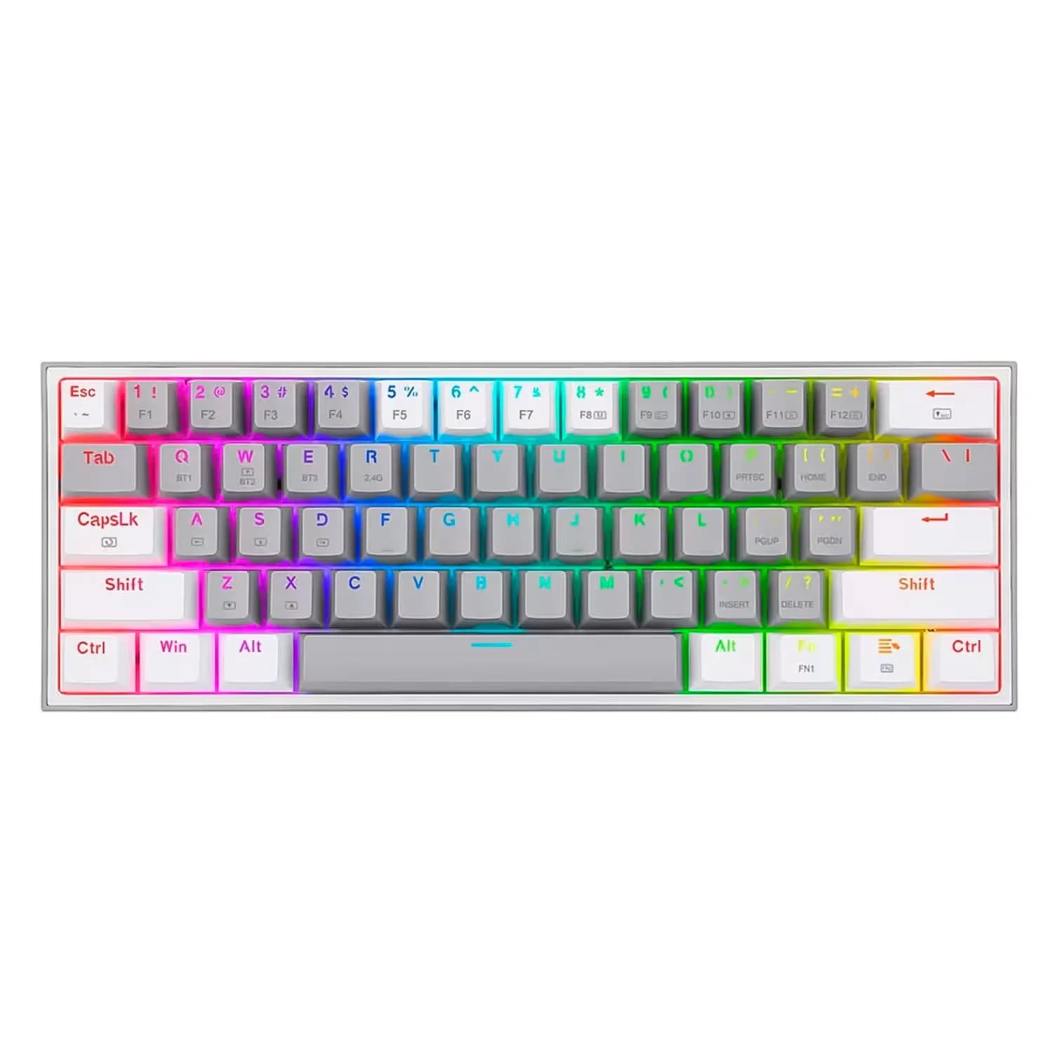 Redragon Teclado Gamer Redragon Fizz K617 RGB Switch Red Layout 60% - Cinza e Branco