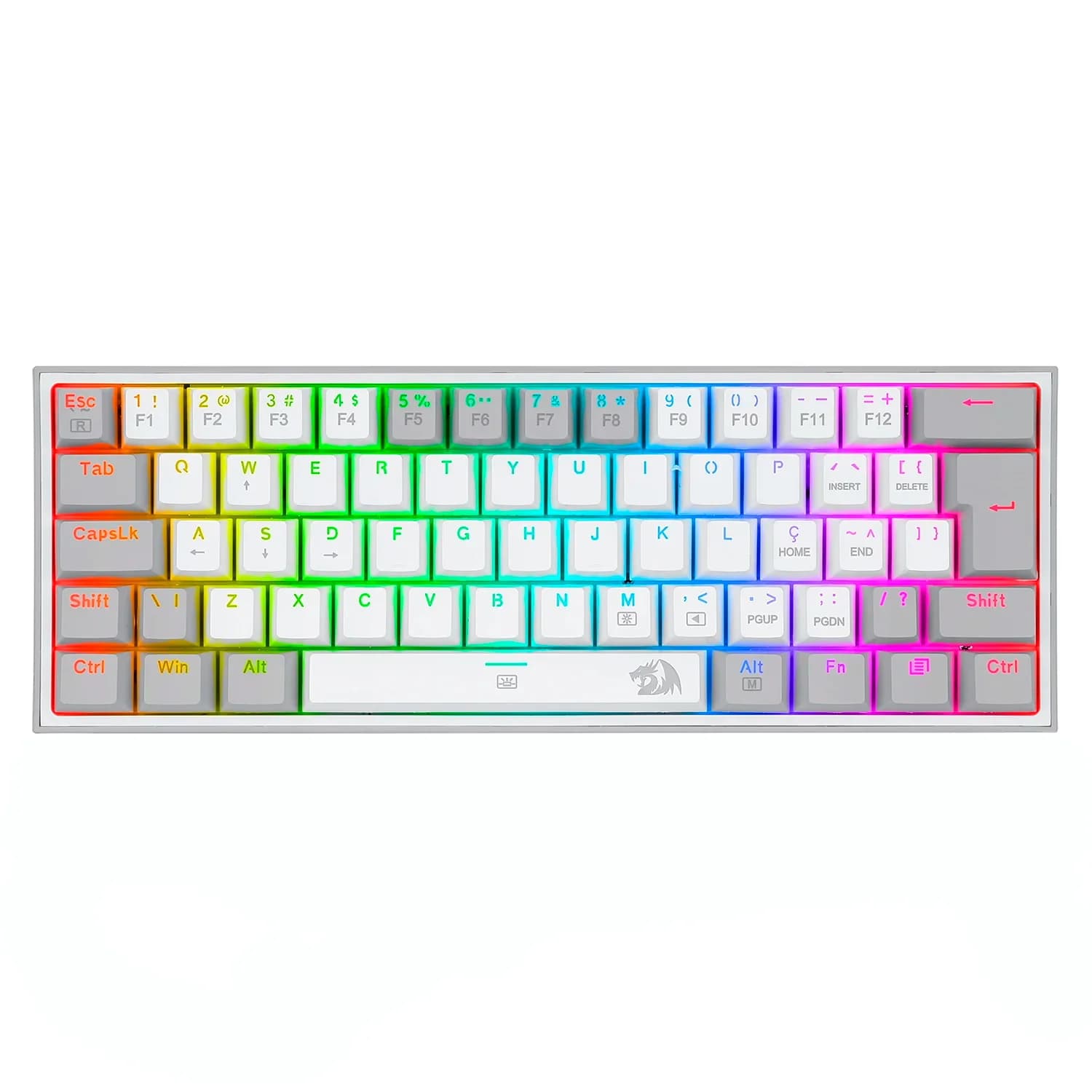 Redragon Teclado Gamer Redragon Fizz K617 RGB USB-C - Branco e Cinza