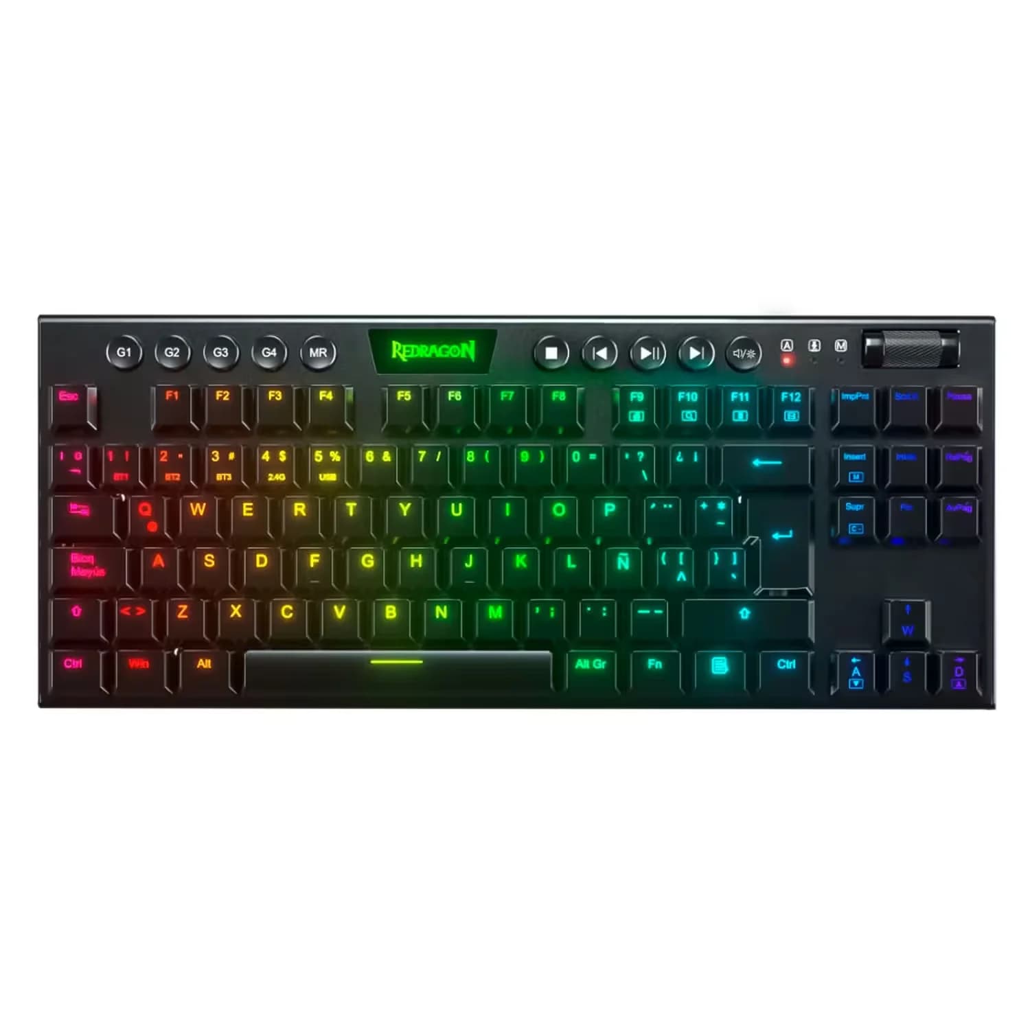 Redragon Teclado Gamer Redragon Horus TKL K621-RGB-PRO Switch Red Layout 80% Sem Fio Bluetooth Wirelees e Wired - Preto