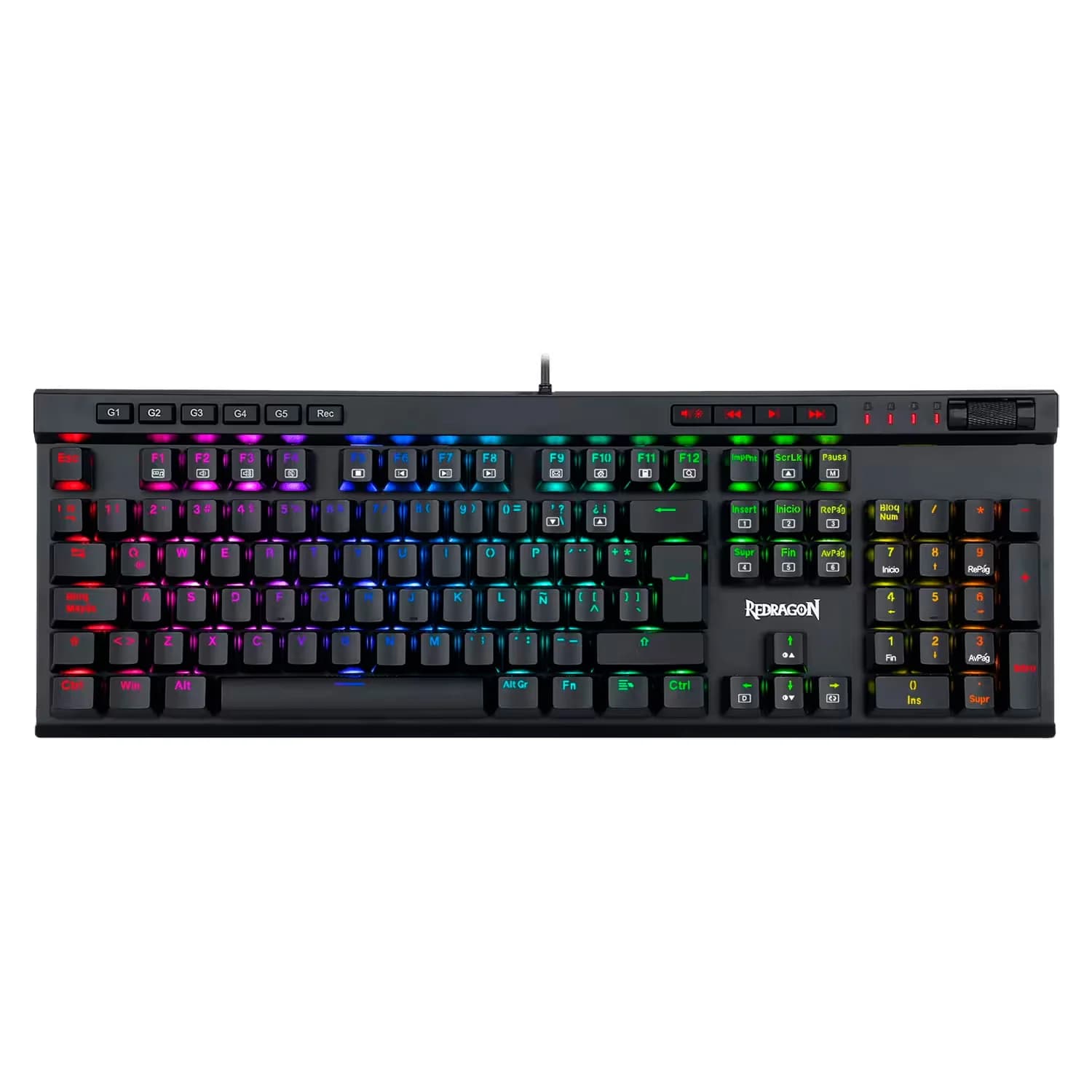 Redragon Teclado Gamer Redragon Vata Pro K580RGB Switch Red Sem Fio USB-C - Preto