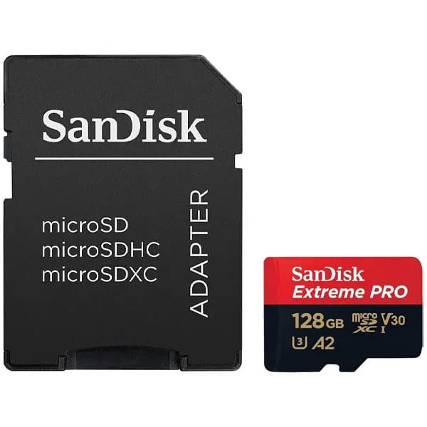 SanDisk Cartão de Memória Micro SD de 128GB SanDisk Extreme PRO SDSQXCD-128G-GN6MA - Vermelho Preto
