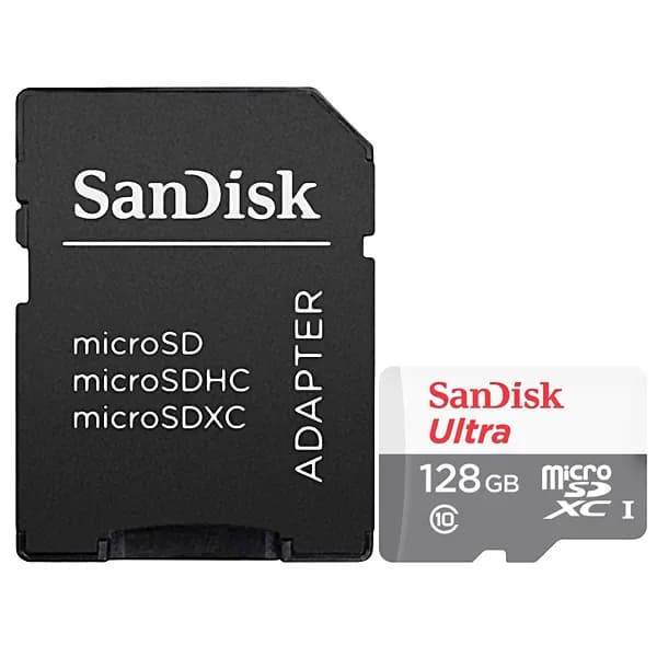 SanDisk Cartão de Memória Micro SD de 128GB SanDisk Ultra SDSQUNR-128G-GN3MA - Branco Cinza