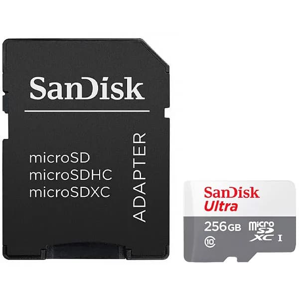 SanDisk Cartão de Memória Micro SD de 256GB SanDisk Ultra SDSQUNR-256G-GN6TA - Branco Cinza