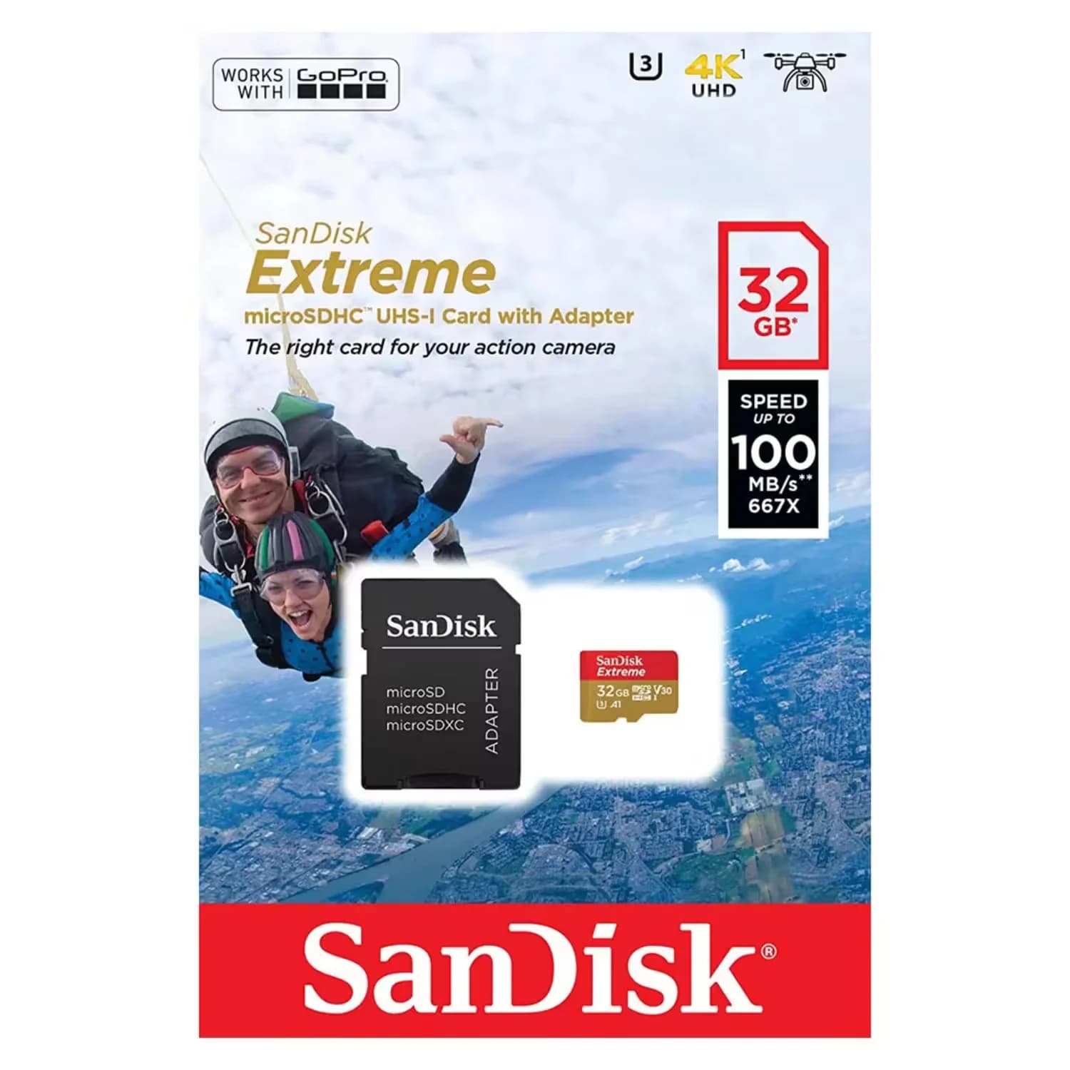 SanDisk Cartão de Memória Micro SD SanDisk Extreme 32GB 100Mbs - SDSQXAF-032G-GN6AA