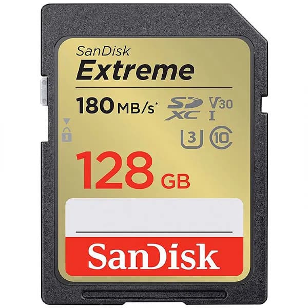SanDisk Cartão de Memória SD de 128GB SanDisk Extreme SDSDXVA-128G-GNCIN - Preto Dourado