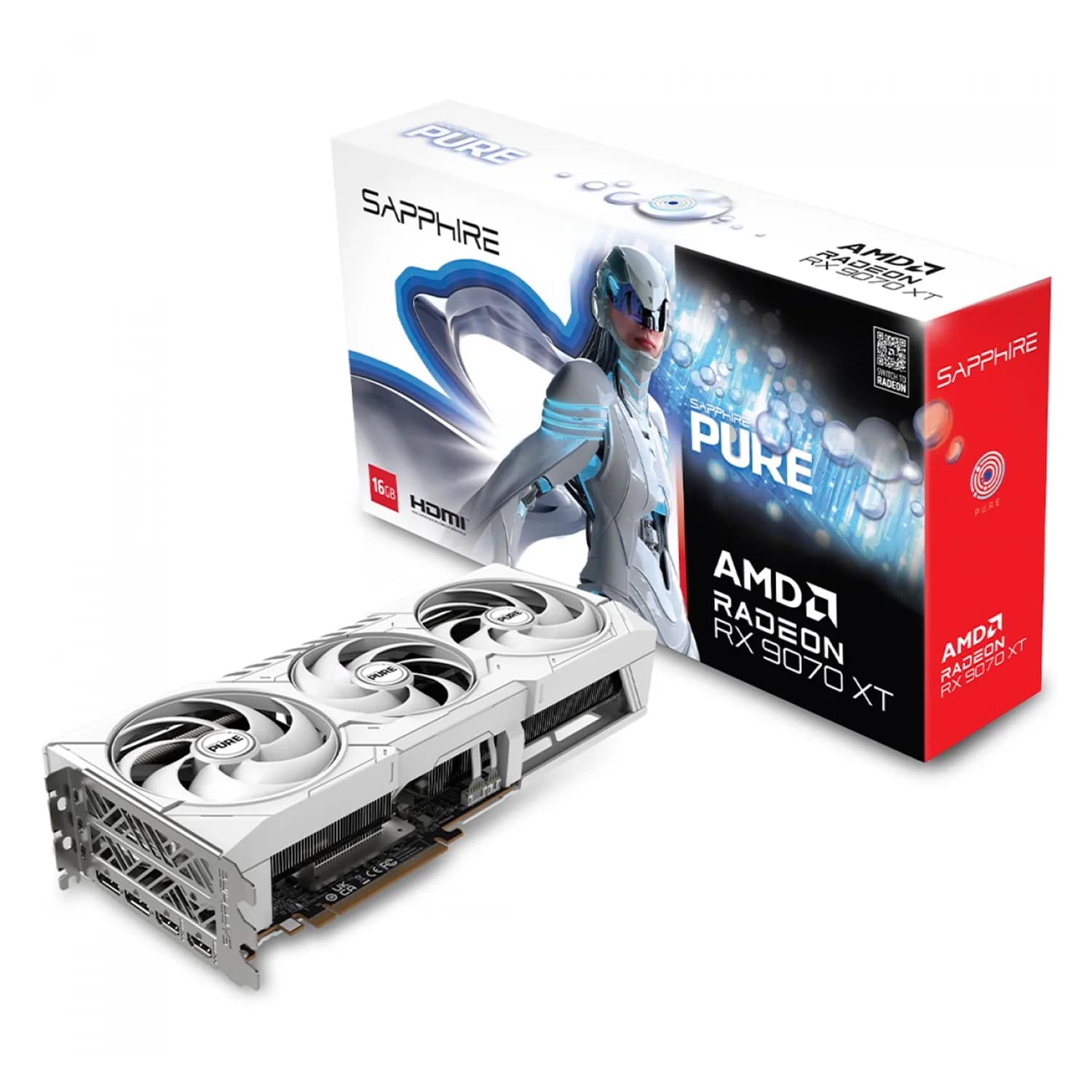 Sapphire Placa de Vídeo Sapphire Pure Gaming OC AMD Radeon RX-9070 XT 16GB GDDR6 11348-02-20G W