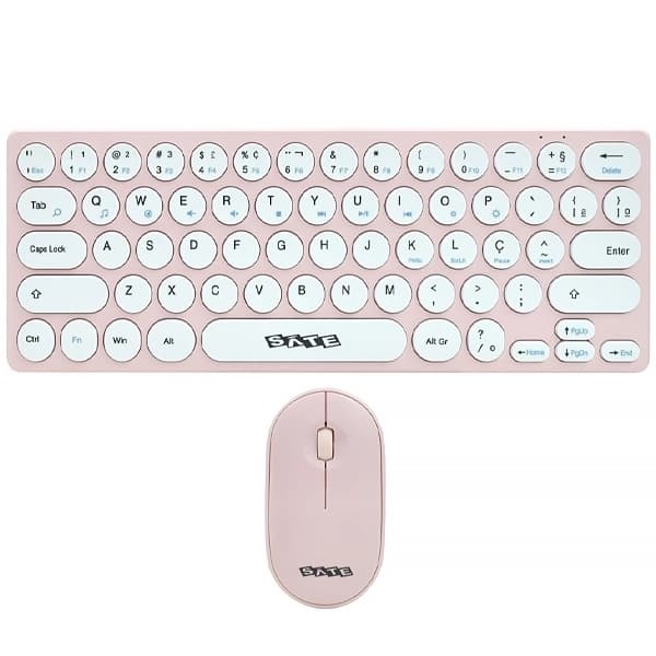 Satellite Kit Teclado Sem Fio Satellite AK-6031G Português + Mouse 1.200 DPI - Rosa