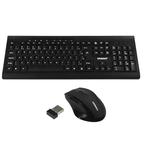 Satellite Kit Teclado Sem Fio Satellite AK-726G Português + Mouse 1.600 DPI - Preto