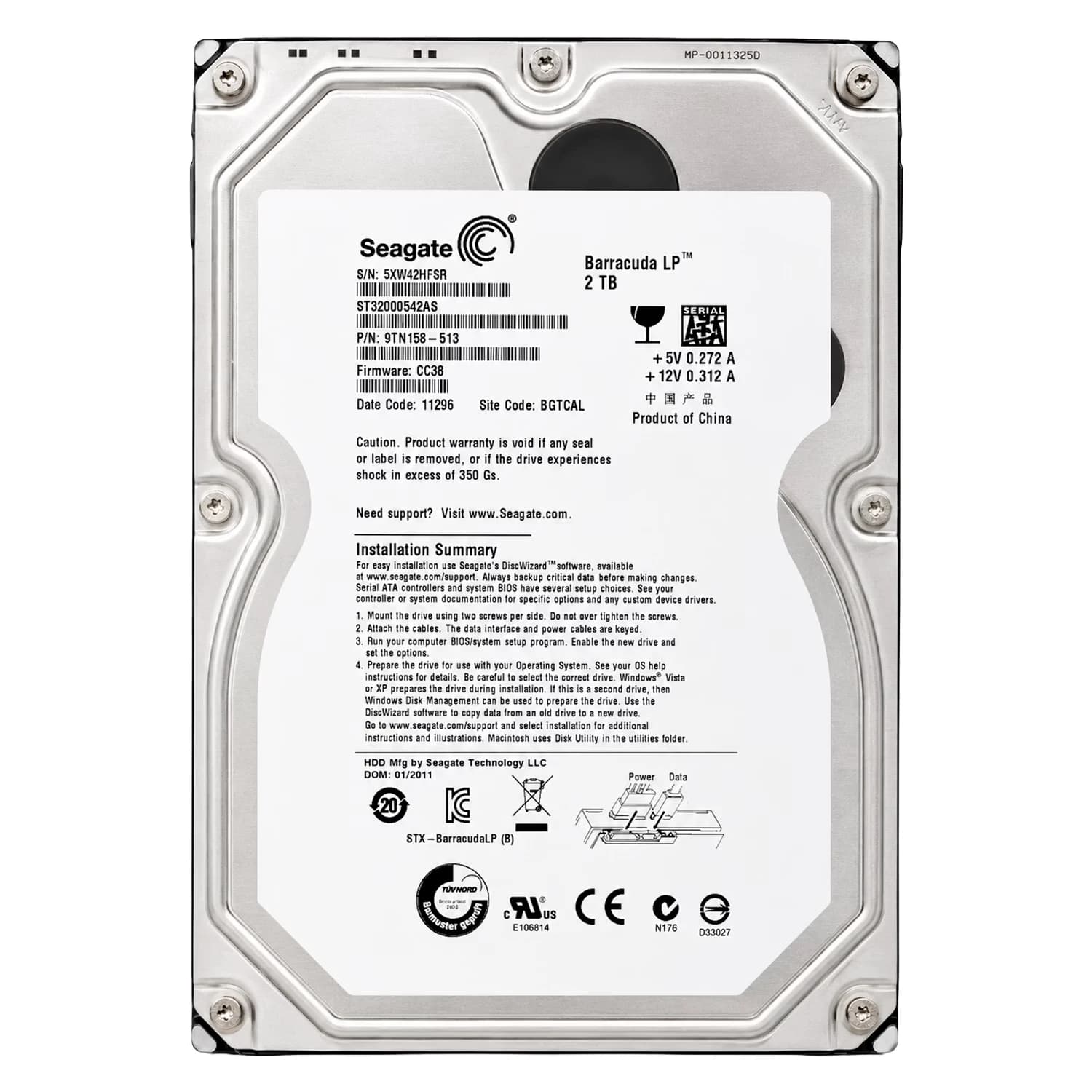 Acessório · Seagate HD Seagate Barracuda LP Pull 2TB 3.5" SATA 2 5900RPM - ST32000542AS