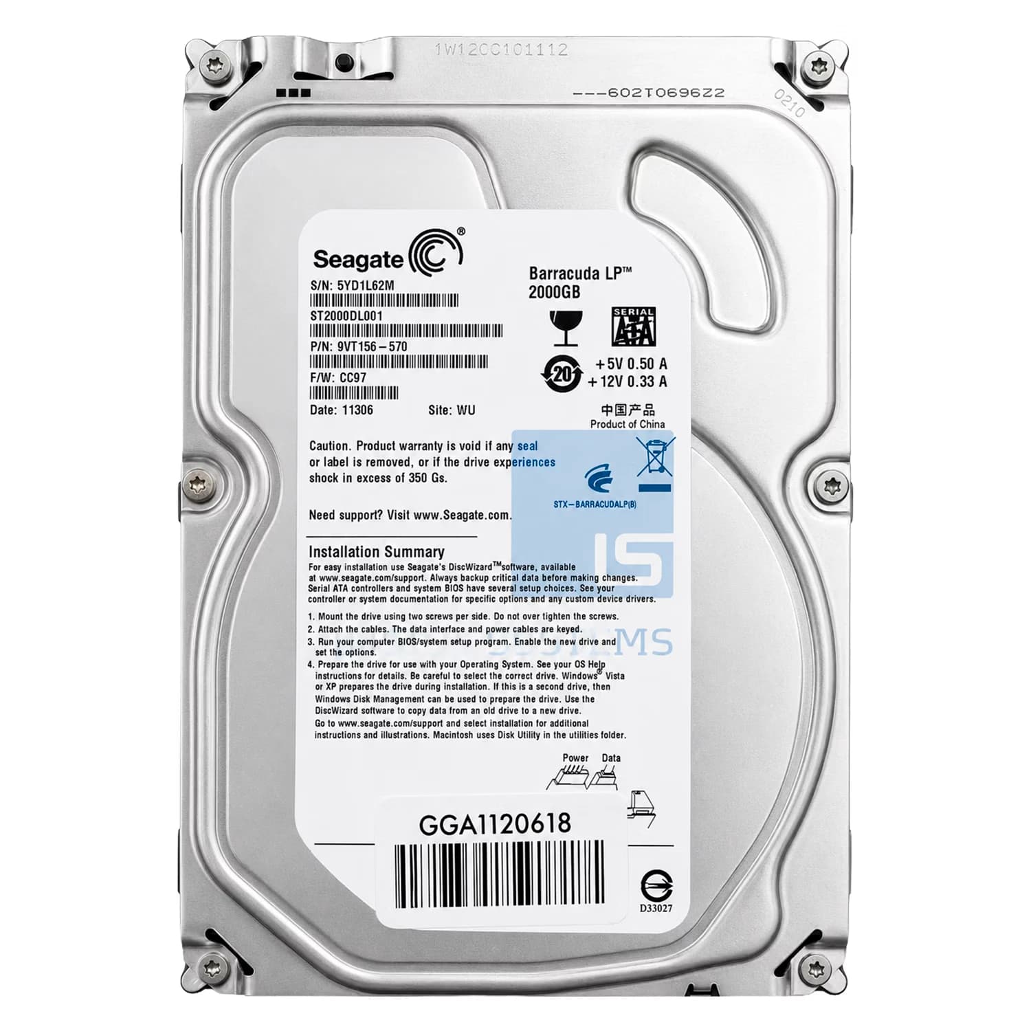 Acessório · Seagate HD Seagate Barracuda Pull 2TB 3.5" SATA 3 5900RPM - ST2000DL001