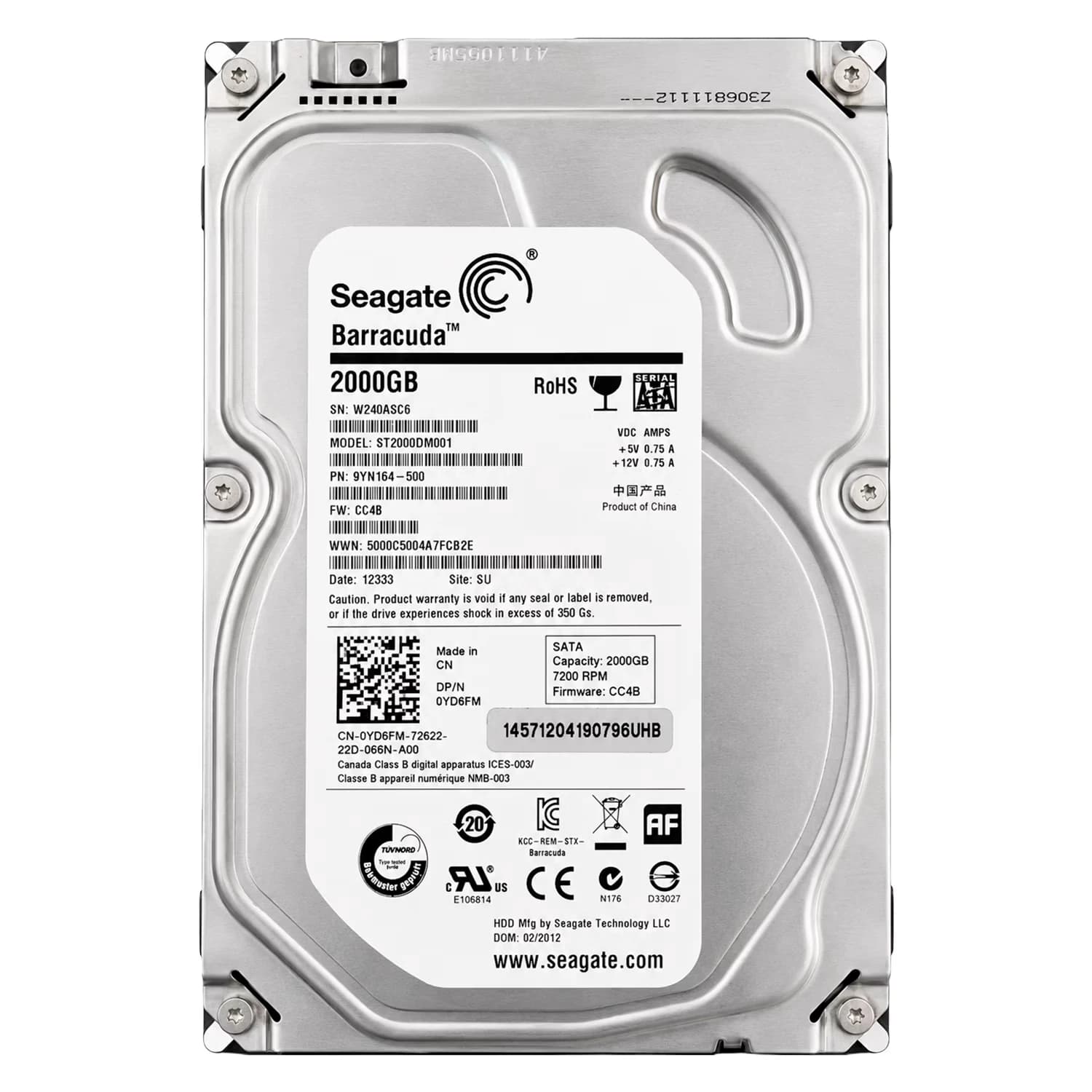 Acessório · Seagate HD Seagate Barracuda Pull 2TB 3.5" SATA 3 7200RPM - ST2000DM001