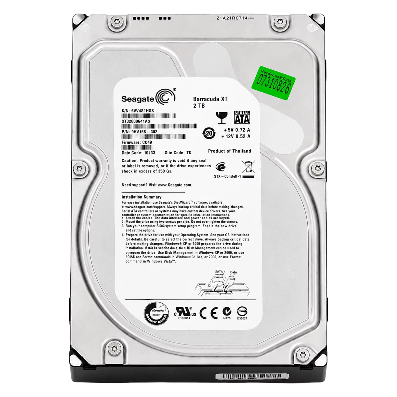 Acessório · Seagate HD Seagate Barracuda XT Pull 2TB 3.5" SATA 3 7200RPM - ST3200641AS