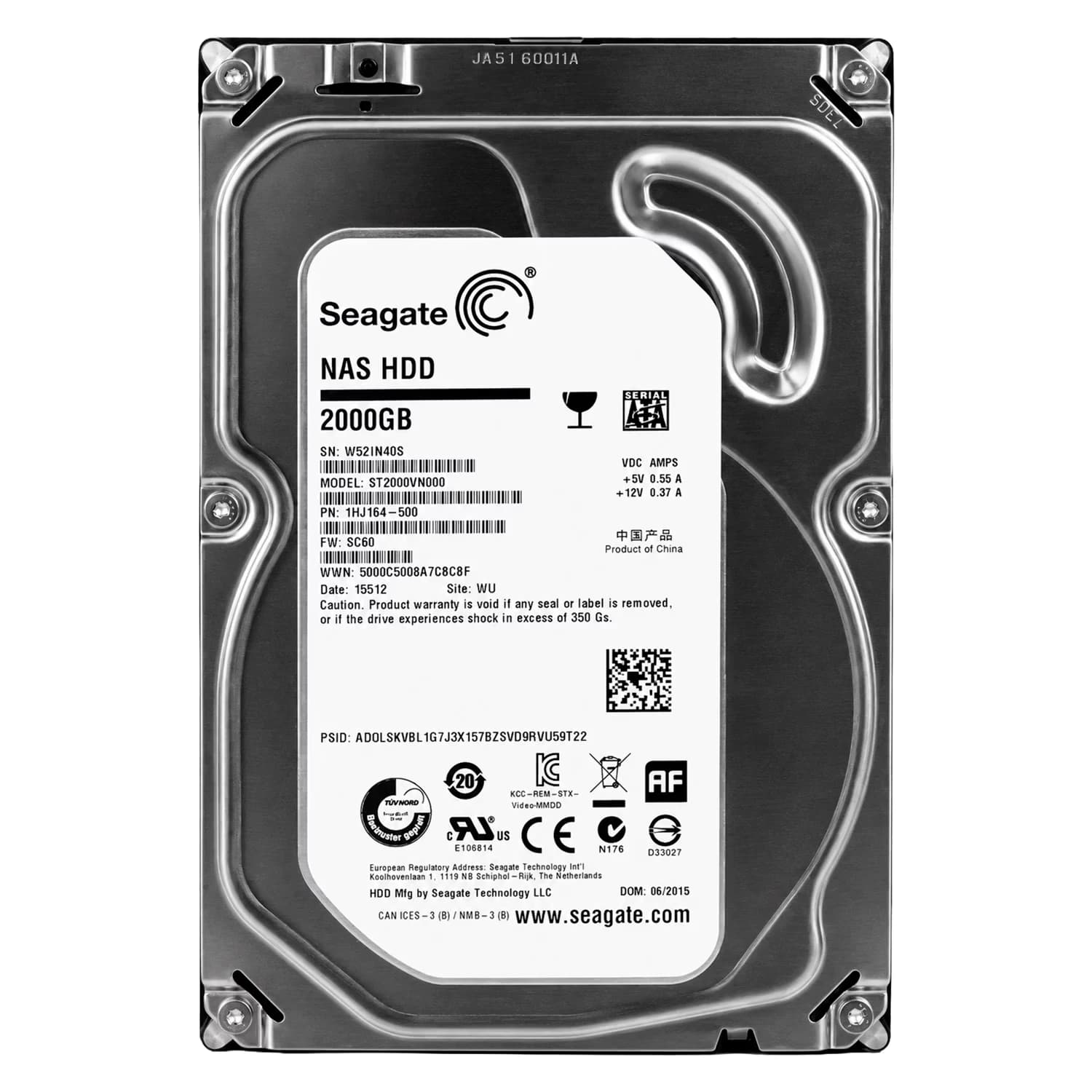 Acessório · Seagate HD Seagate NAS HDD Pull 2TB 3.5" SATA 3 5900RPM - ST2000VN000