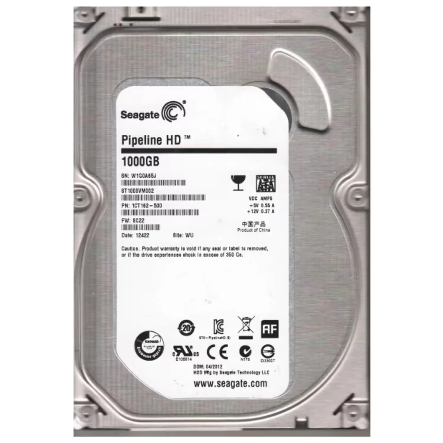 Acessório · Seagate HD Seagate Pipeline Pull 1TB 3.5" SATA 3 5900RPM - ST1000VM002